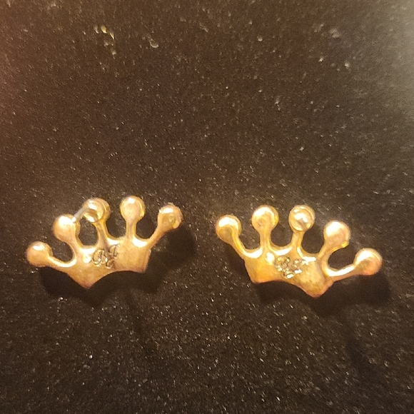 Betsey Johnson Gold Crown Earrings with Sparkling Accents - Picture 4 of 4